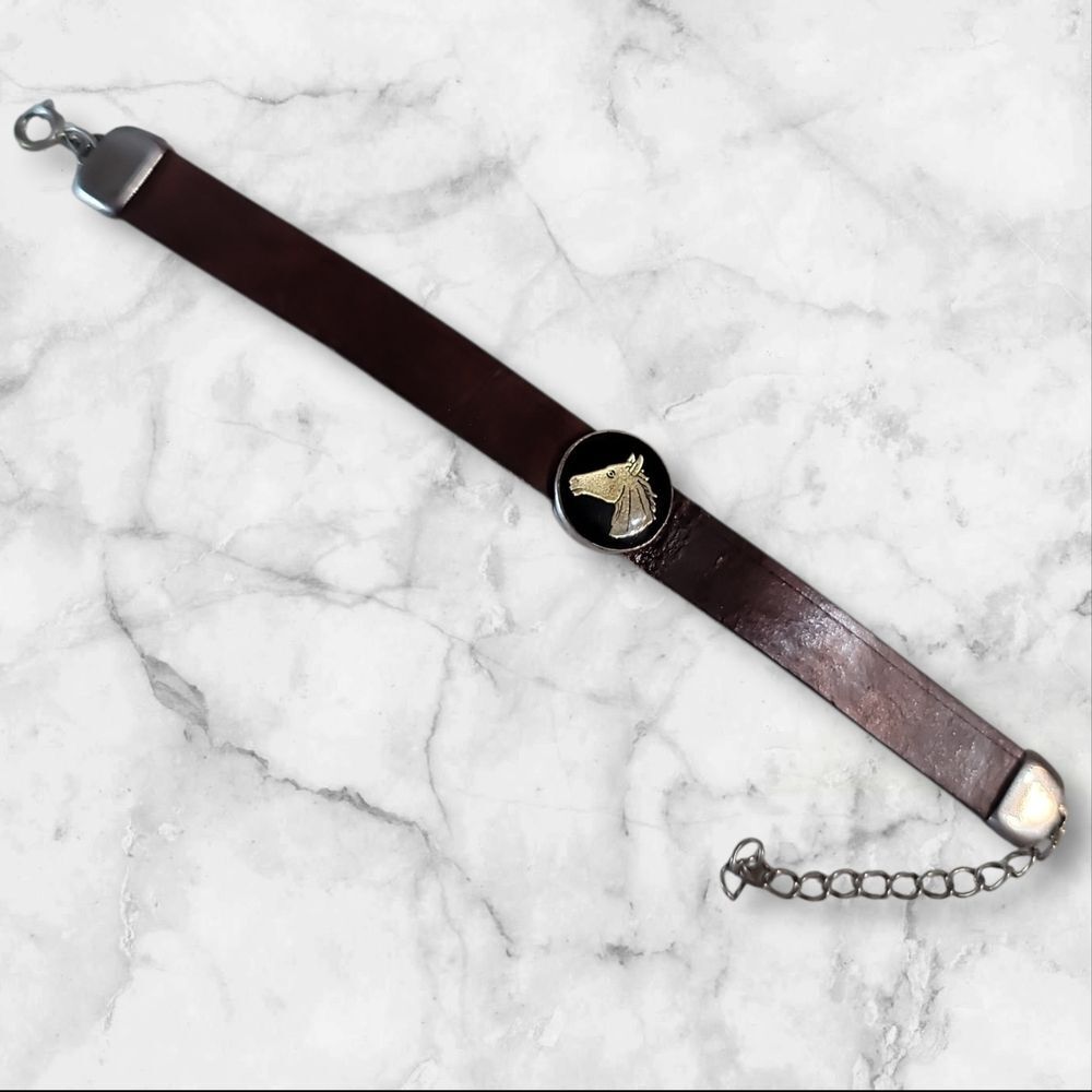 Lilo Mundo Brown Leather Horse Head Bracelet Preloved